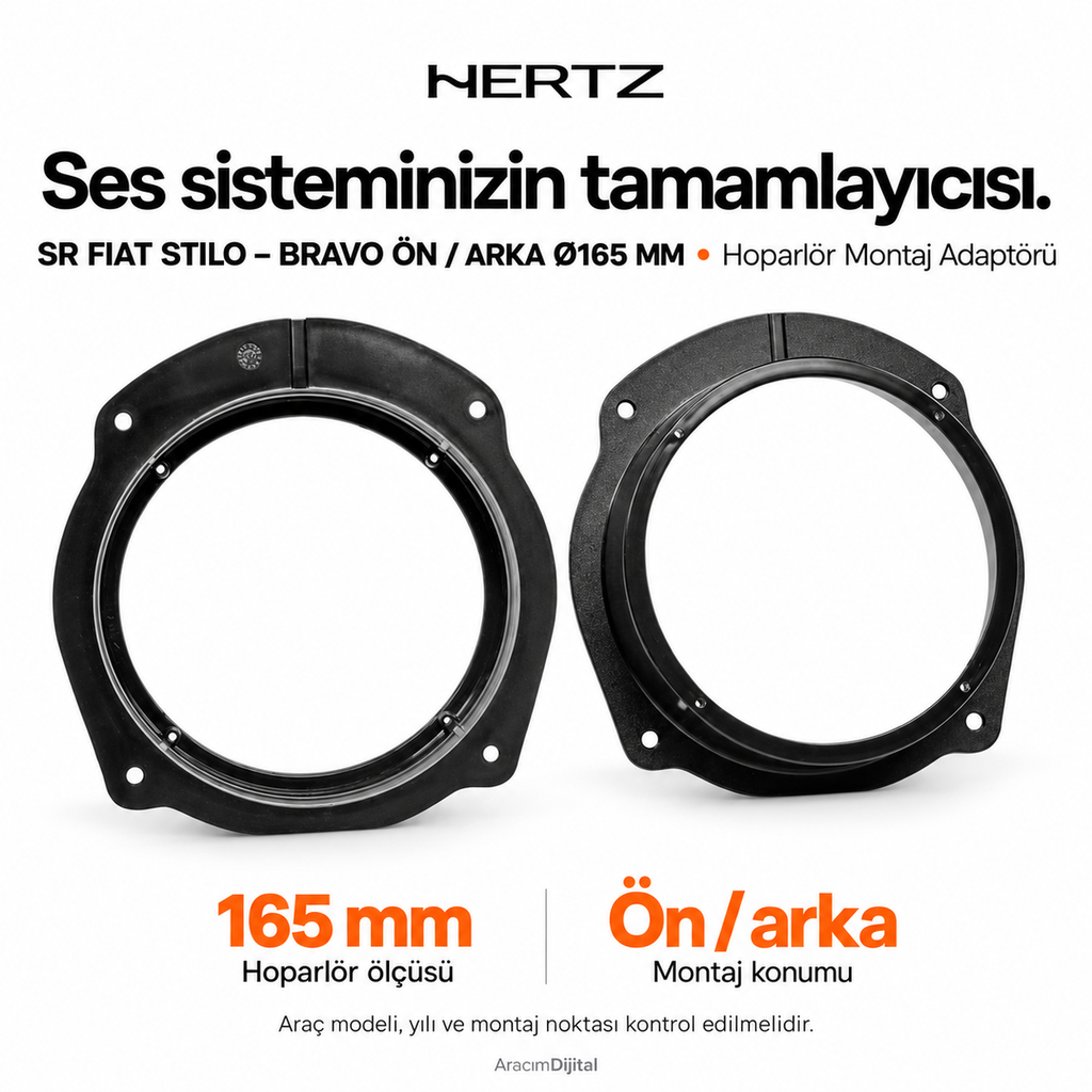 [LNV-HZ-SR-FIAT-STILO-BRAVO-F-R-165-MM] Hertz SR FIAT STILO – BRAVO F+R Ø165 MM Hoparlör Montaj Adaptörü