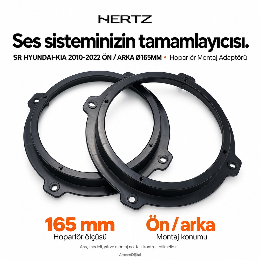[LNV-HZ-SR-HYUNDAI-KIA-2010-2022-F-R-165MM] Hertz SR HYUNDAI-KIA 2010-2022 F+R Ø165MM Hoparlör Montaj Adaptörü