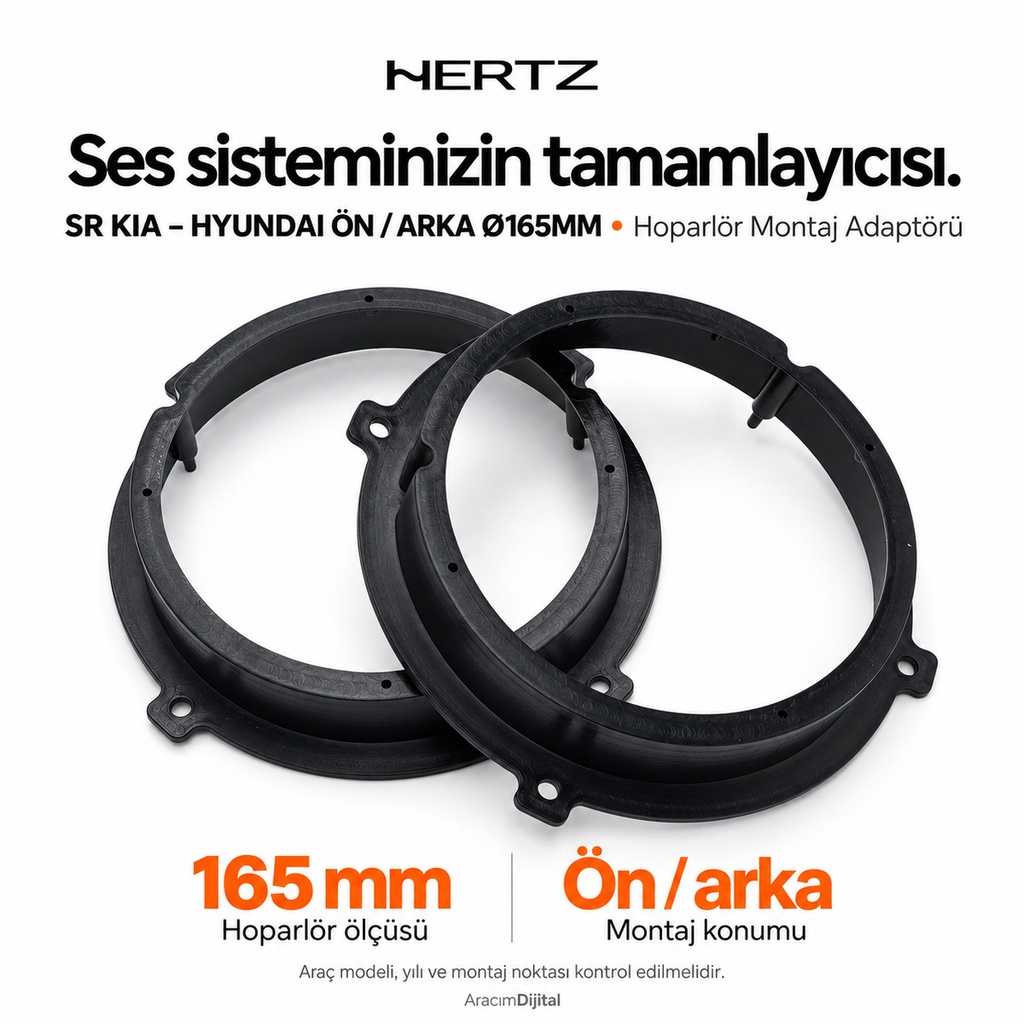 [LNV-HZ-SR-KIA-HYUNDAI-FRONT-REAR-165MM] Hertz SR KIA – HYUNDAI FRONT+REAR Ø165MM Hoparlör Montaj Adaptörü