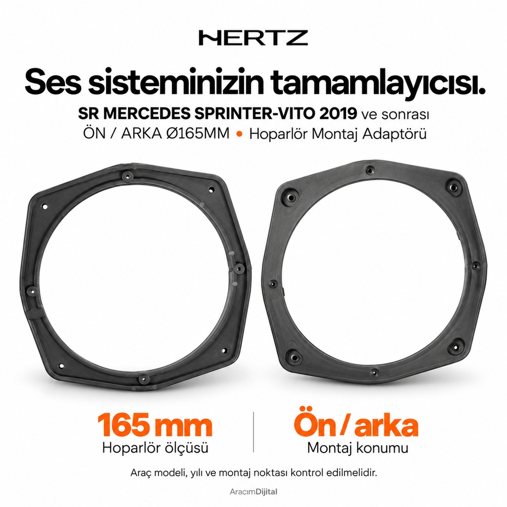 [LNV-HZ-SR-MERCEDES-SPRINTER-VITO-2019---F-R-165MM] Hertz SR MERCEDES SPRINTER-VITO 2019 -> F+R Ø165MM Hoparlör Montaj Adaptörü