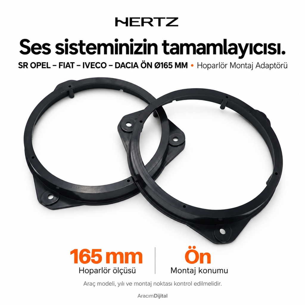 [LNV-HZ-SR-OPEL-FIAT-IVECO-DACIA-FRONT-165-MM] Hertz SR OPEL – FIAT – IVECO – DACIA FRONT Ø165 MM Hoparlör Montaj Adaptörü
