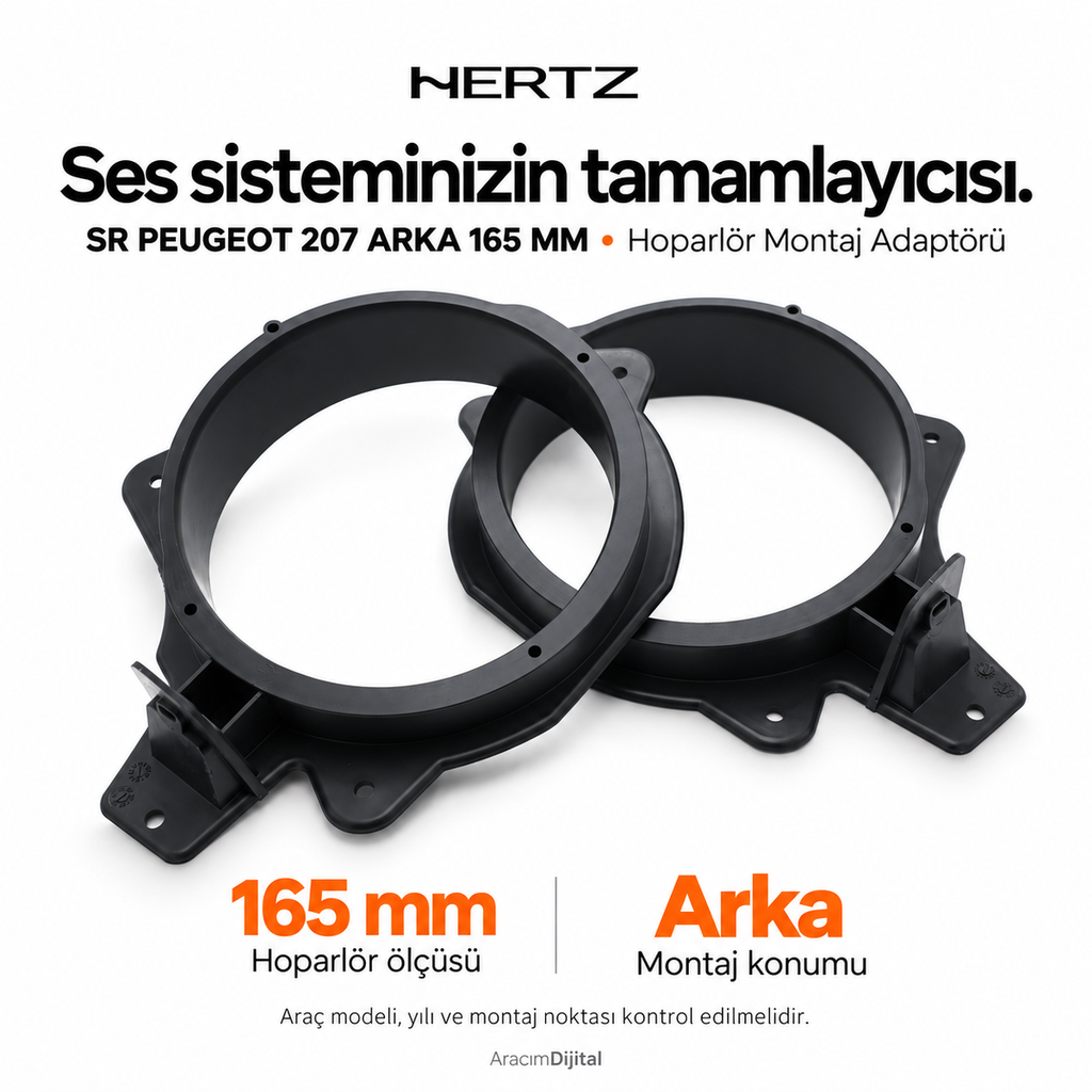 [LNV-HZ-SR-PEUGEOT-207-REAR-165-MM] Hertz SR PEUGEOT 207 REAR 165 MM Hoparlör Montaj Adaptörü
