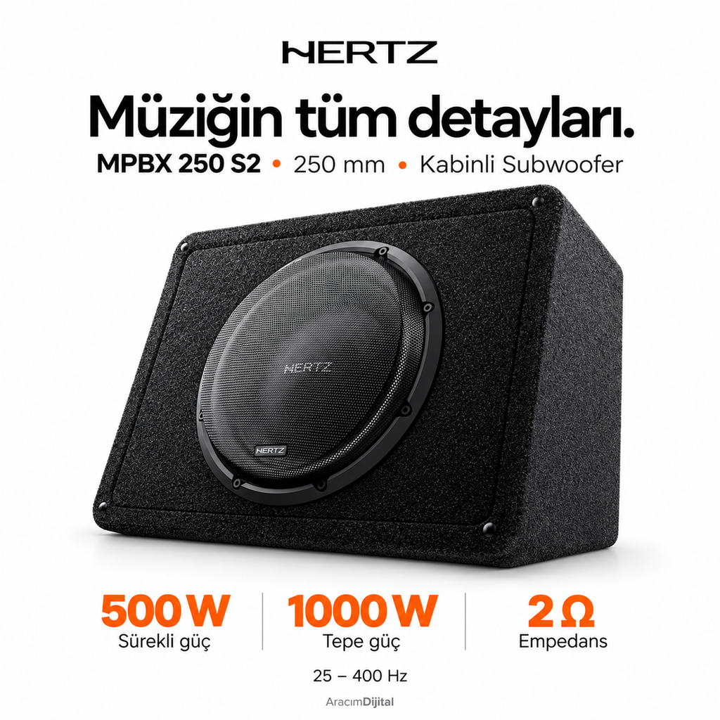 [LNV-HZ-MPBX-250-S2] Hertz MPBX 250 S2 Kabinli Subwoofer