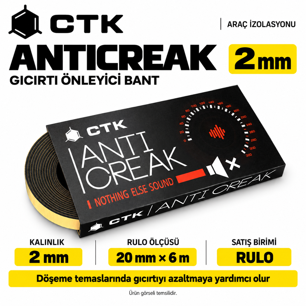 [LNV-IZ-CTK-0002] CTK Anticreak Gıcırtı Önleyici Bant 2 mm — 20 mm × 6 m