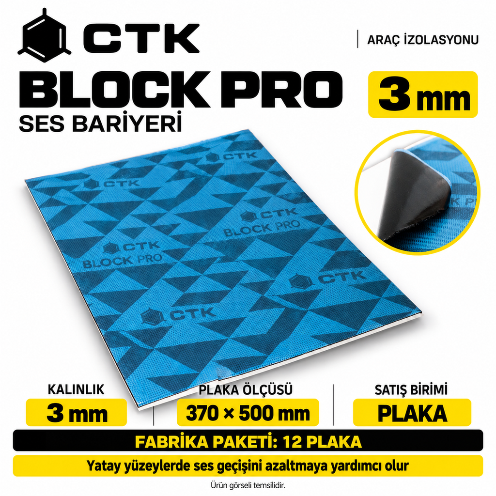 [LNV-IZ-CTK-0004] CTK Block Pro Ses Bariyeri 3 mm — 370 × 500 mm