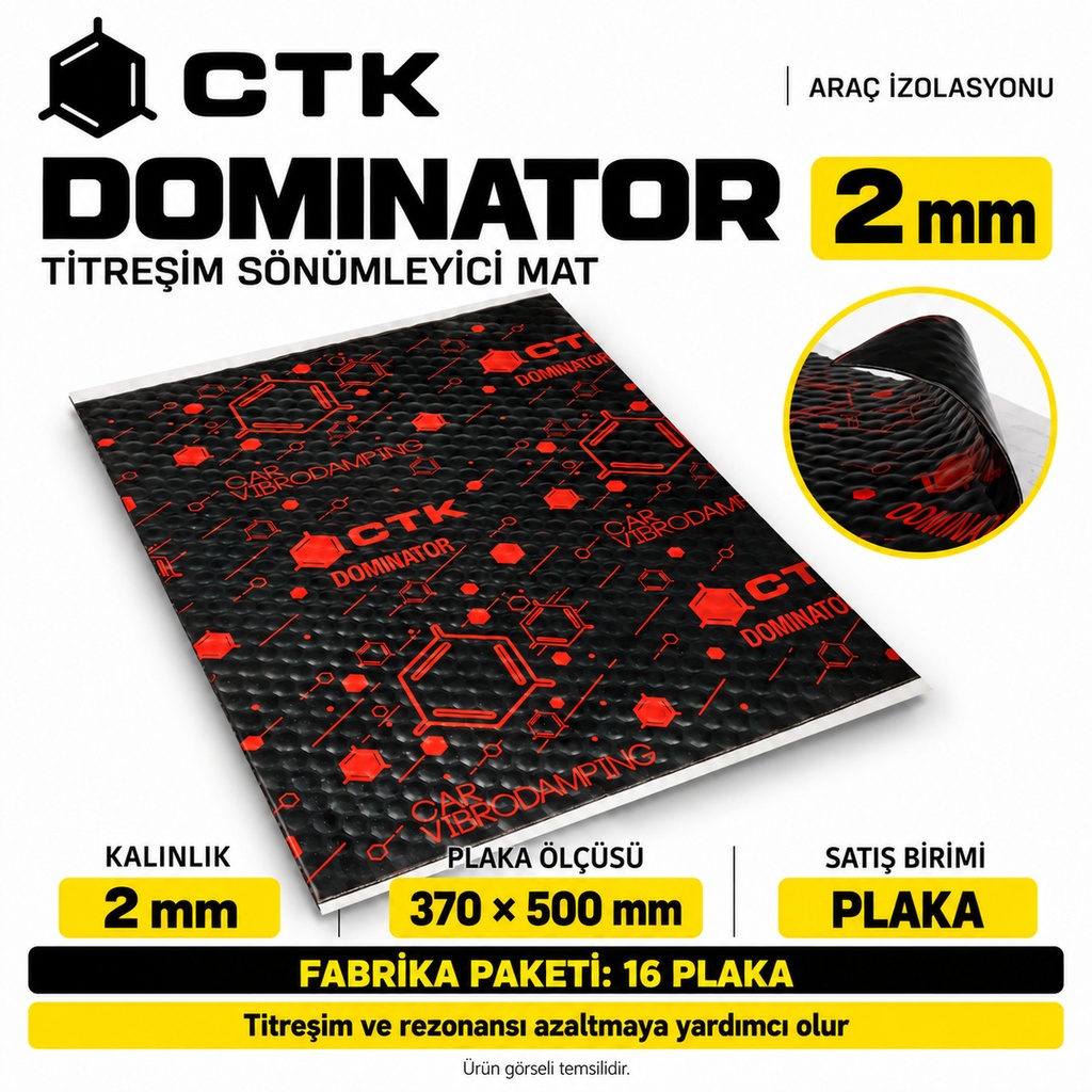 [LNV-IZ-CTK-0009] CTK Dominator Titreşim Sönümleyici Mat 2 mm — 370 × 500 mm