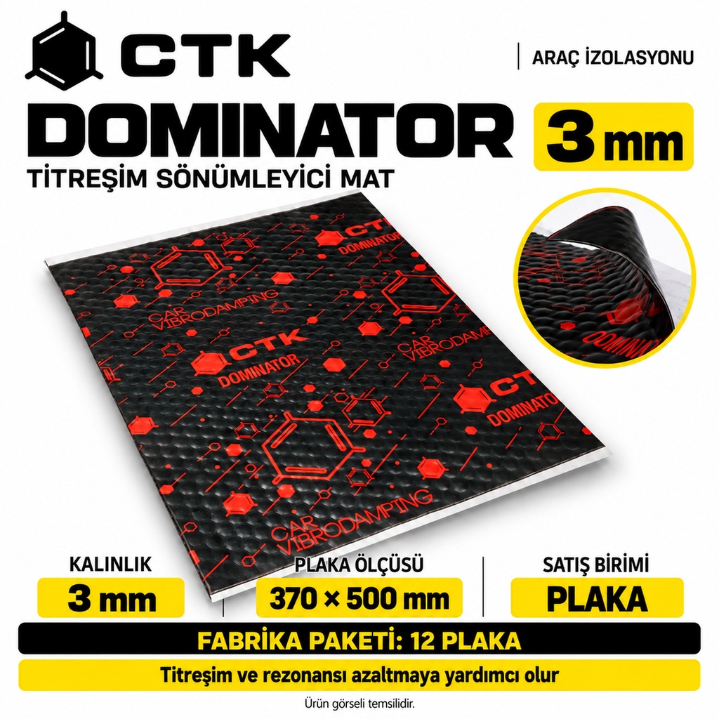 [LNV-IZ-CTK-0010] CTK Dominator Titreşim Sönümleyici Mat 3 mm — 370 × 500 mm