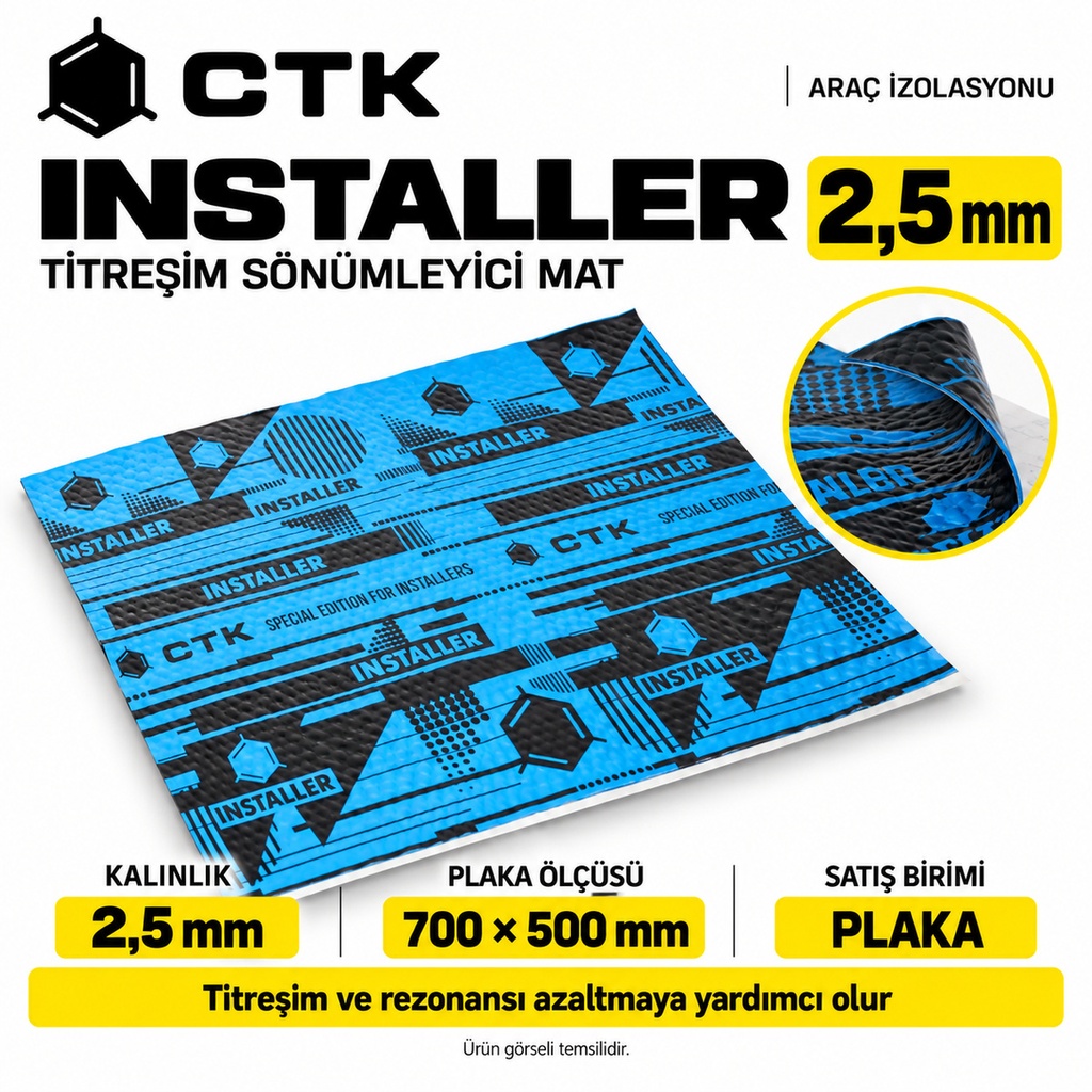 [LNV-IZ-CTK-0018] CTK Installer Titreşim Sönümleyici Mat 2,5 mm — 700 × 500 mm