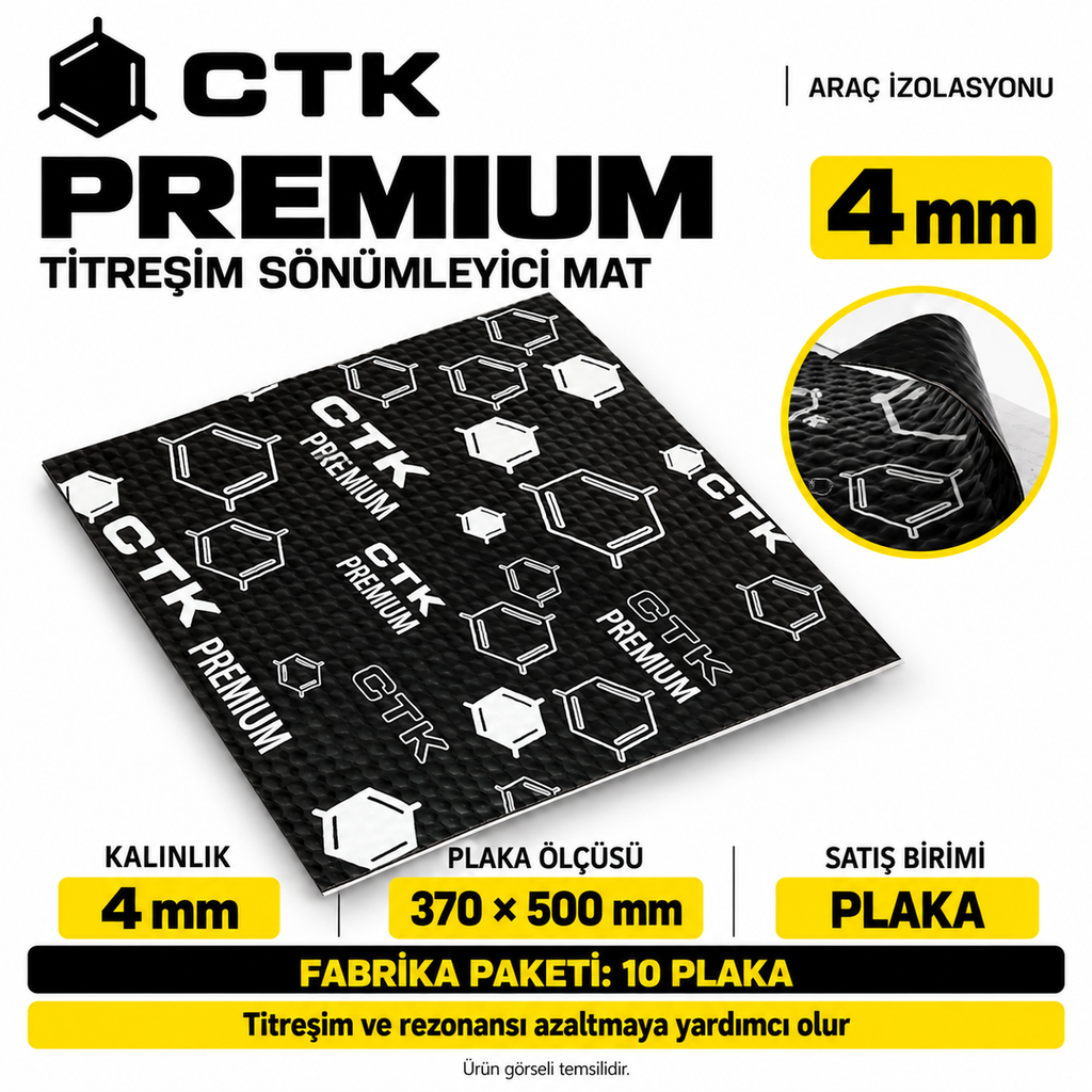 [LNV-IZ-CTK-0030] CTK Premium Titreşim Sönümleyici Mat 4 mm — 370 × 500 mm