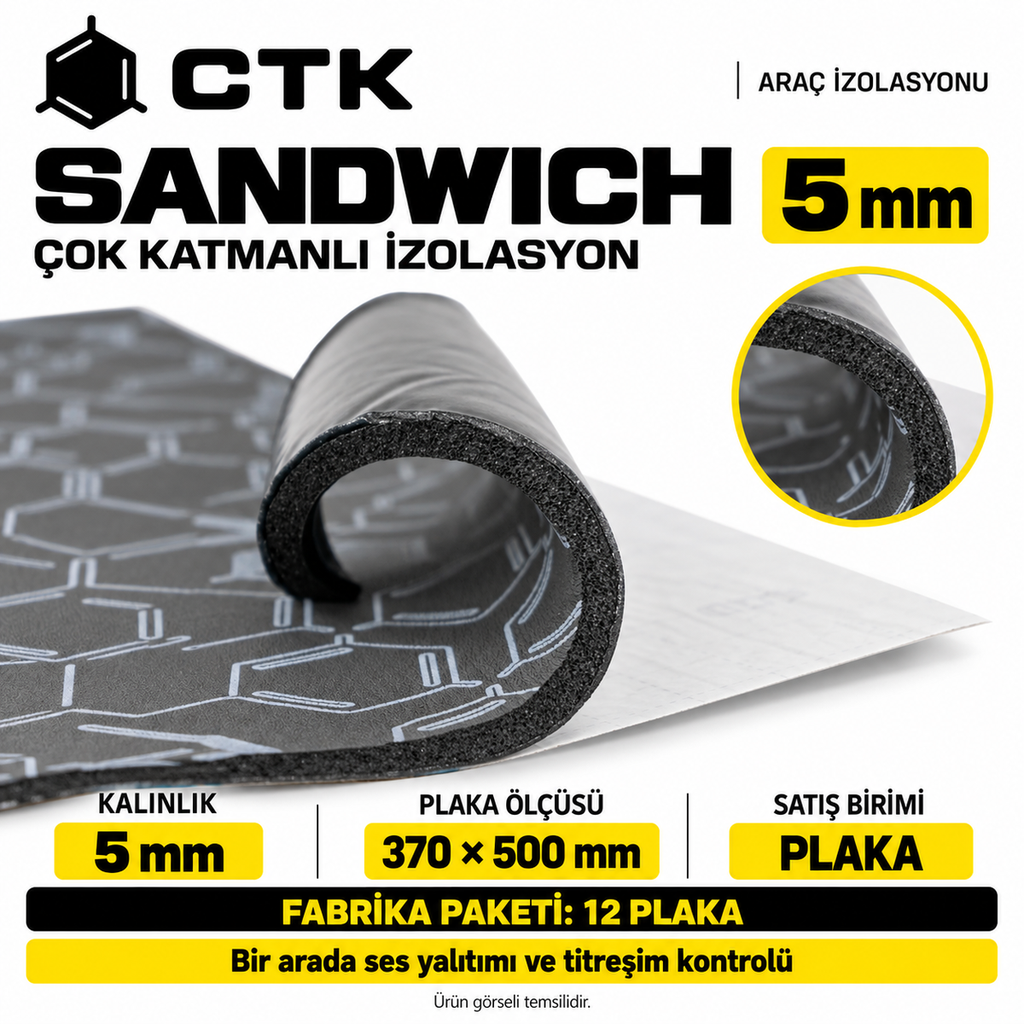 [LNV-IZ-CTK-0033] CTK Sandwich Çok Katmanlı İzolasyon 5 mm — 370 × 500 mm