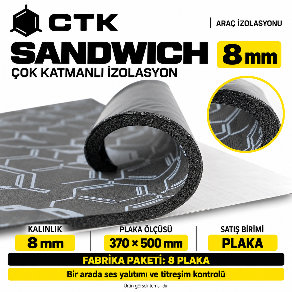 [LNV-IZ-CTK-0034] CTK Sandwich Çok Katmanlı İzolasyon 8 mm — 370 × 500 mm
