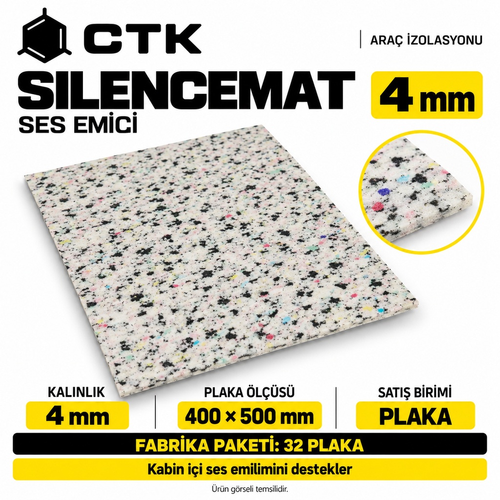 [LNV-IZ-CTK-0037] CTK Silencemat Ses Emici 4 mm — 400 × 500 mm