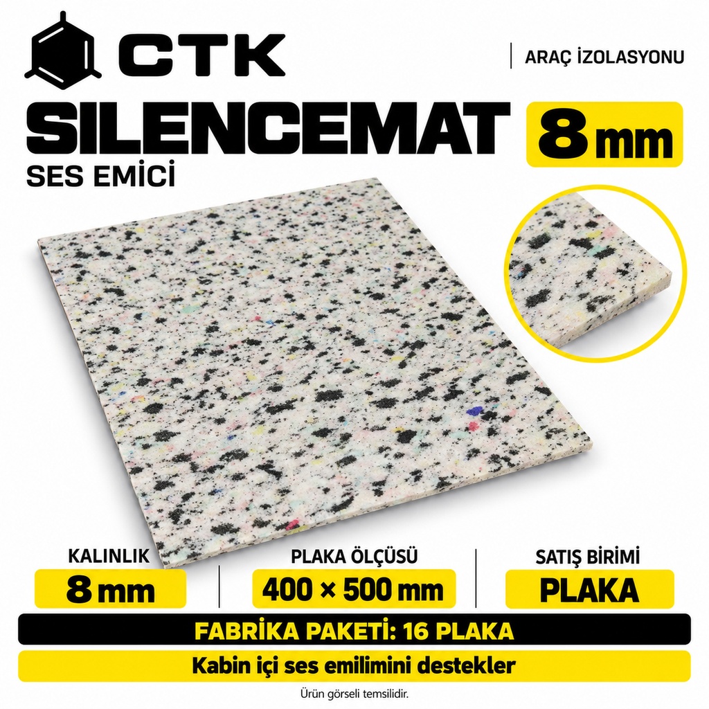 [LNV-IZ-CTK-0038] CTK Silencemat Ses Emici 8 mm — 400 × 500 mm