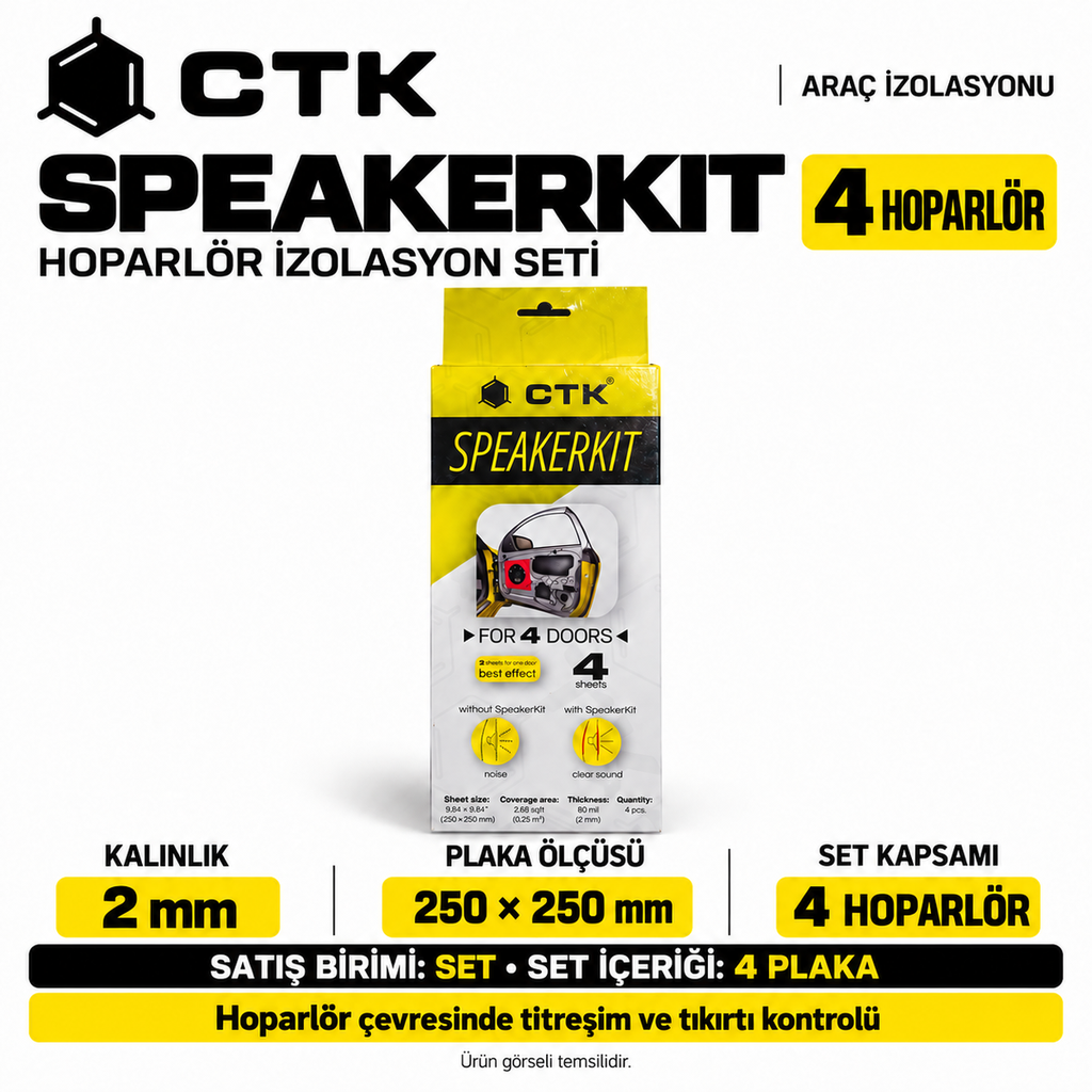 [LNV-IZ-CTK-0040] CTK Speakerkit Hoparlör İzolasyon Seti 2 mm — 250 × 250 mm