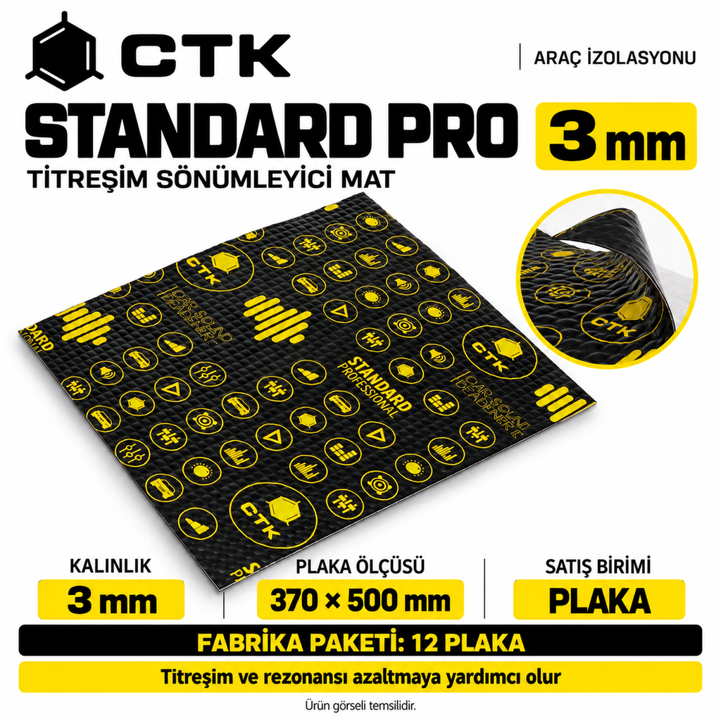 [LNV-IZ-CTK-0043] CTK Standard Pro Titreşim Sönümleyici Mat 3 mm — 370 × 500 mm