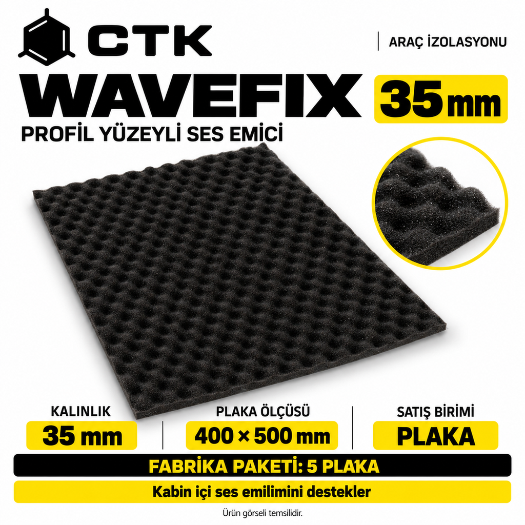 [LNV-IZ-CTK-0047] CTK Wavefix Profil Yüzeyli Ses Emici 35 mm — 400 × 500 mm