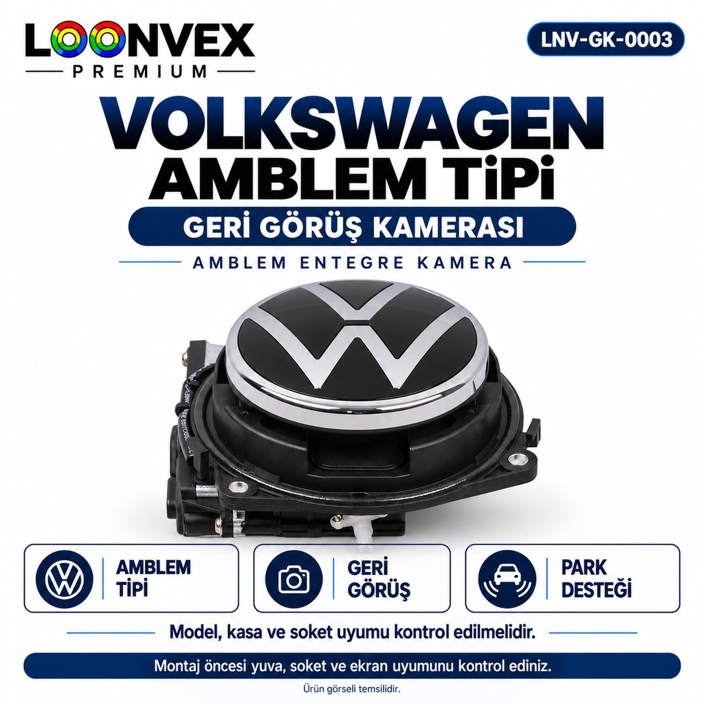 [LNV-GK-0003] LOONVEX VOLKSWAGEN AMBLEM TİPİ Geri Görüş Kamerası
