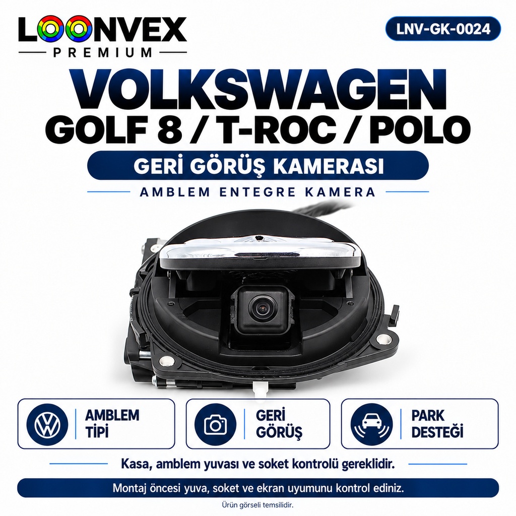 [LNV-GK-0024] LOONVEX VOLKSWAGEN GOLF 8 / T-ROC / POLO Geri Görüş Kamerası