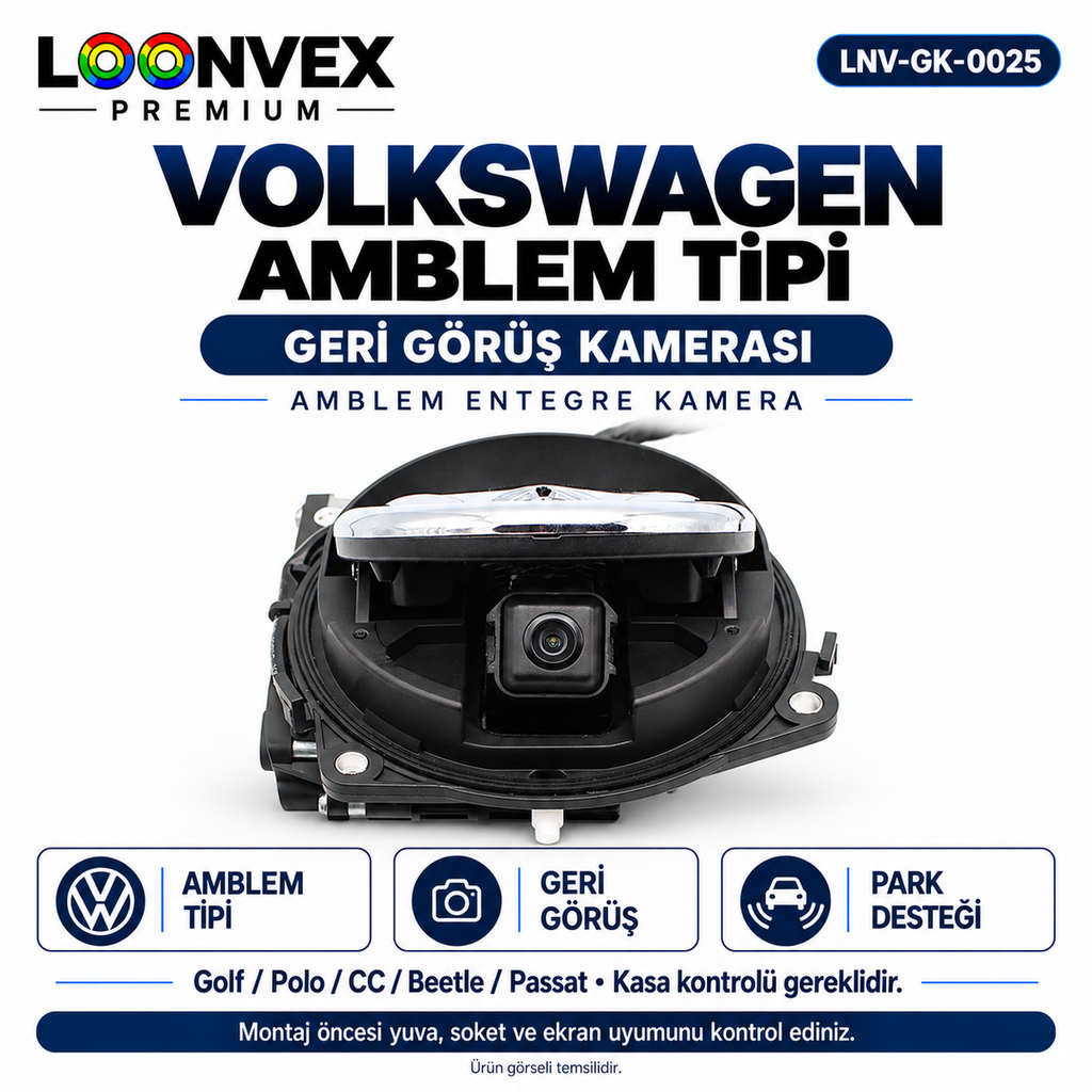 [LNV-GK-0025] LOONVEX VOLKSWAGEN AMBLEM TİPİ Geri Görüş Kamerası