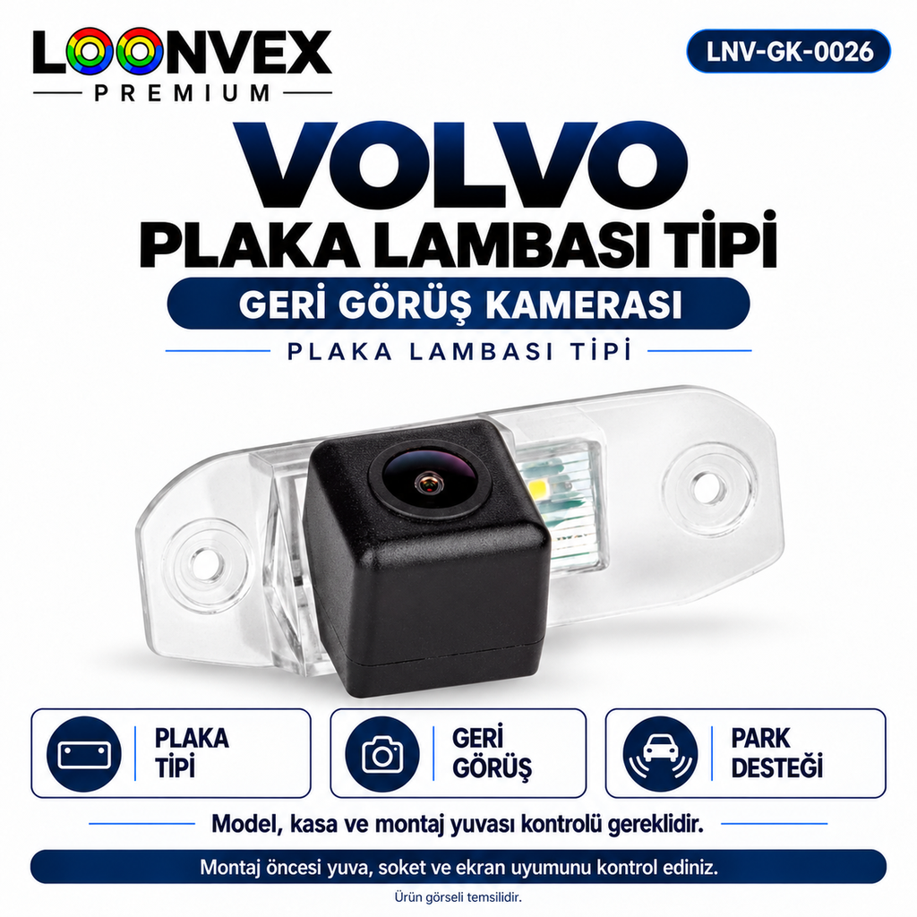 [LNV-GK-0026] LOONVEX VOLVO PLAKA LAMBASI TİPİ Geri Görüş Kamerası