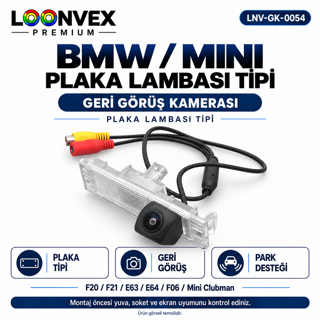 [LNV-GK-0054] LOONVEX BMW / MINI PLAKA LAMBASI TİPİ Geri Görüş Kamerası