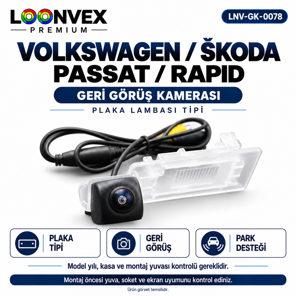 [LNV-GK-0078] LOONVEX VOLKSWAGEN / ŠKODA PASSAT / RAPID Geri Görüş Kamerası