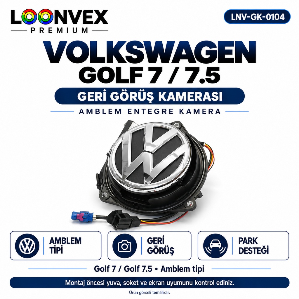 [LNV-GK-0104] LOONVEX VOLKSWAGEN GOLF 7 / 7.5 Geri Görüş Kamerası