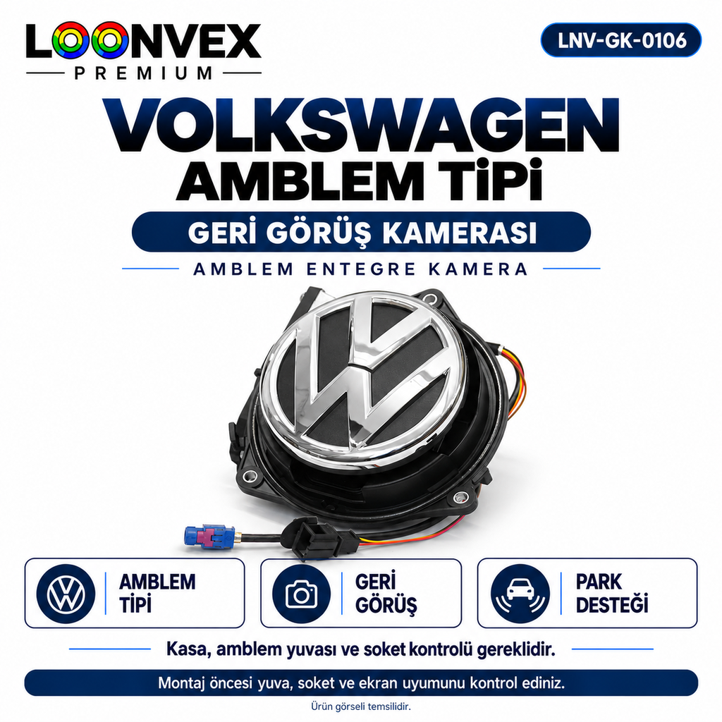 [LNV-GK-0106] LOONVEX VOLKSWAGEN AMBLEM TİPİ Geri Görüş Kamerası