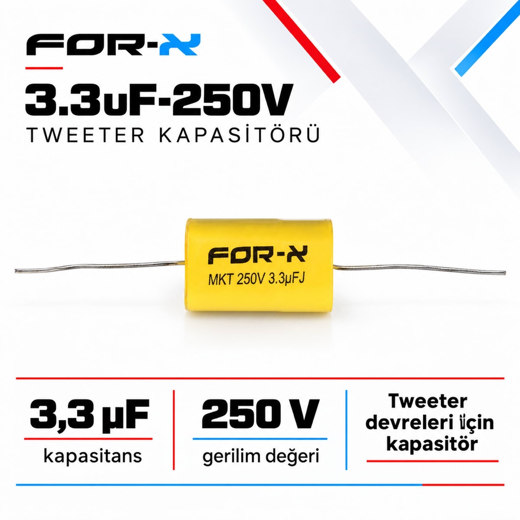 [FORX-CAT-404] FOR-X 3.3uF-250V Tweeter Kapasitörü