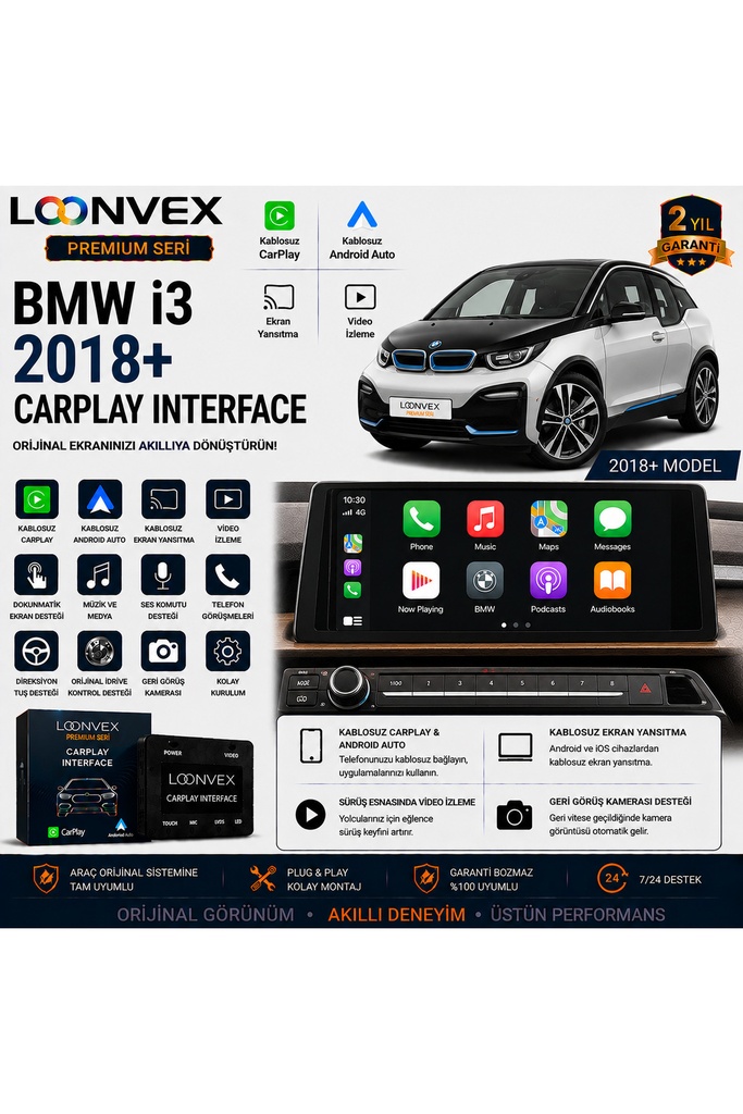 [LNV-CPI-0032] Premium BMW i3 2018+ CarPlay Interface – Kablosuz CarPlay & Android Auto