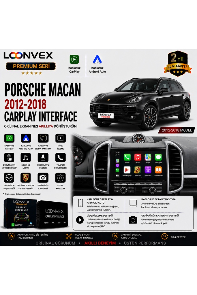 [LNV-CPI-0068] Premium Porsche Macan 2012-2018 CarPlay Interface – Kablosuz CarPlay & Android Auto
