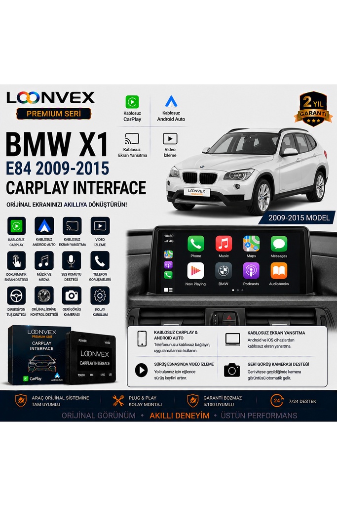 [LNV-CPI-0035] Premium BMW X1 E84 2009-2015 CarPlay Interface – Kablosuz CarPlay & Android Auto