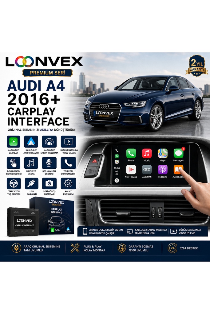 [LNV-CPI-0001] Premium Audi A4 2016+ CarPlay Interface – Kablosuz CarPlay & Android Auto