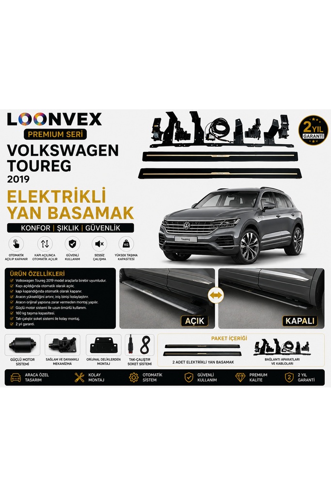 [LNV-YB-0024] Premium Volkswagen Touareg 2019 Elektrikli Yan Basamak Otomatik Açılır Kapanır