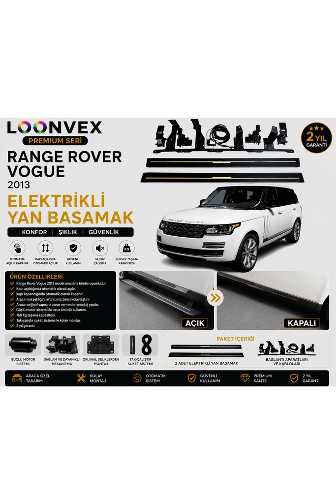 [LNV-YB-0019] Premium Range Rover Vogue 2013 Elektrikli Yan Basamak Otomatik Açılır Kapanır