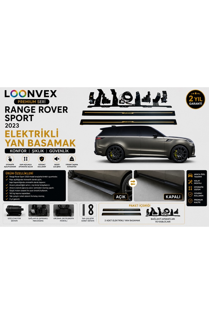 [LNV-YB-0017] Premium Range Rover Sport 2023 Elektrikli Yan Basamak Otomatik Açılır Kapanır
