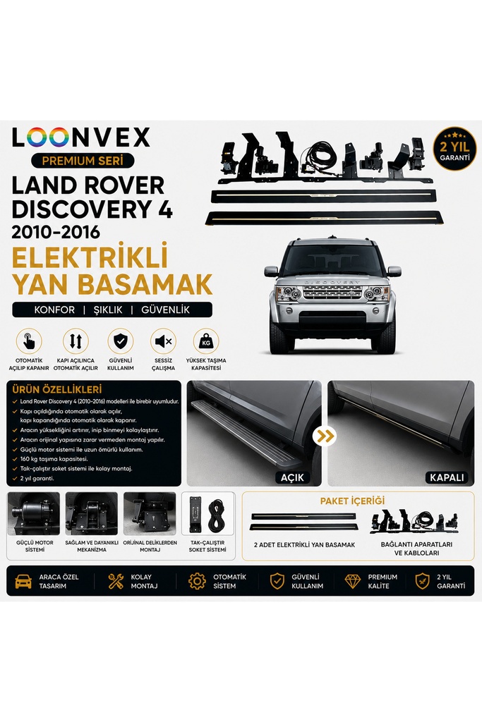 [LNV-YB-0005] Premium Land Rover Discovery 4 2010-2016 Elektrikli Yan Basamak Otomatik Açılır Kapanır