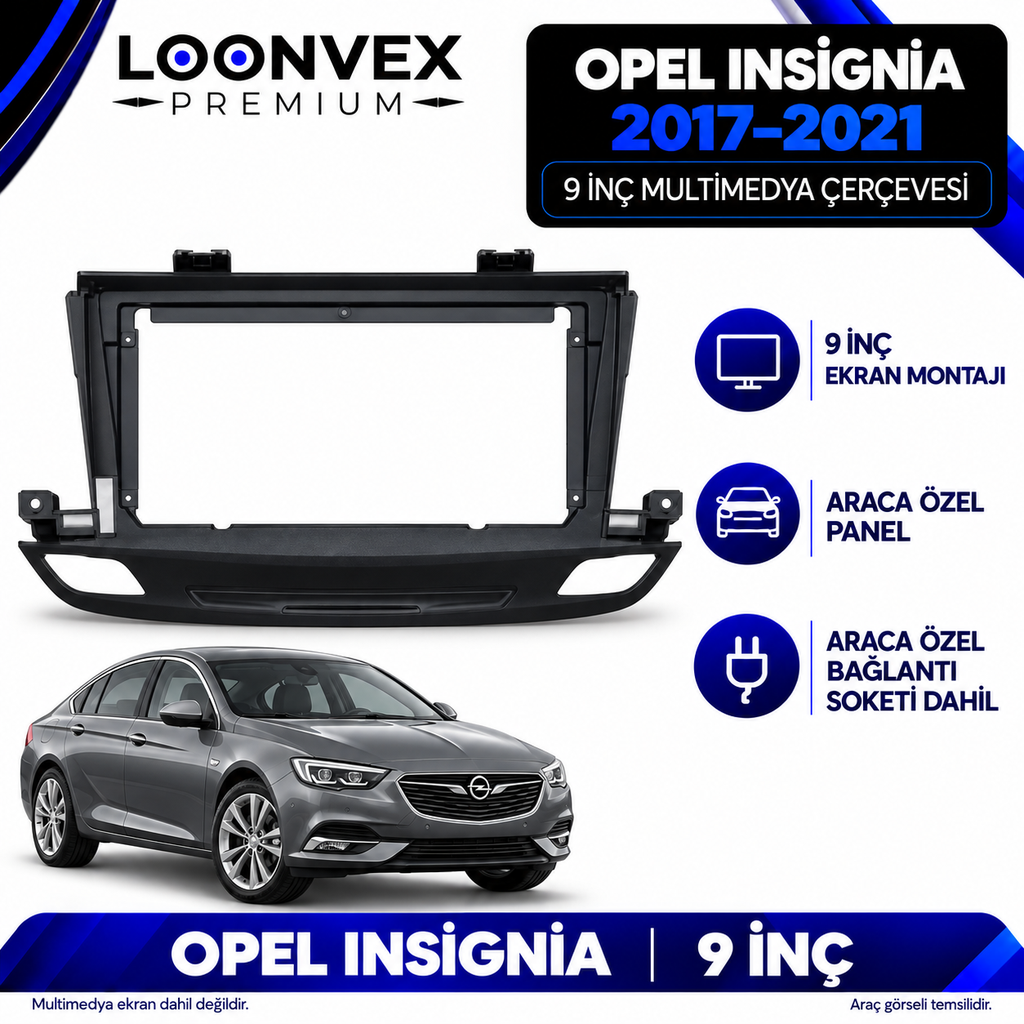[LNV-CER-AVG-SA-2710] LOONVEX Opel Insignia 2017–2021 9 İnç Multimedya Çerçeve + Soket Seti