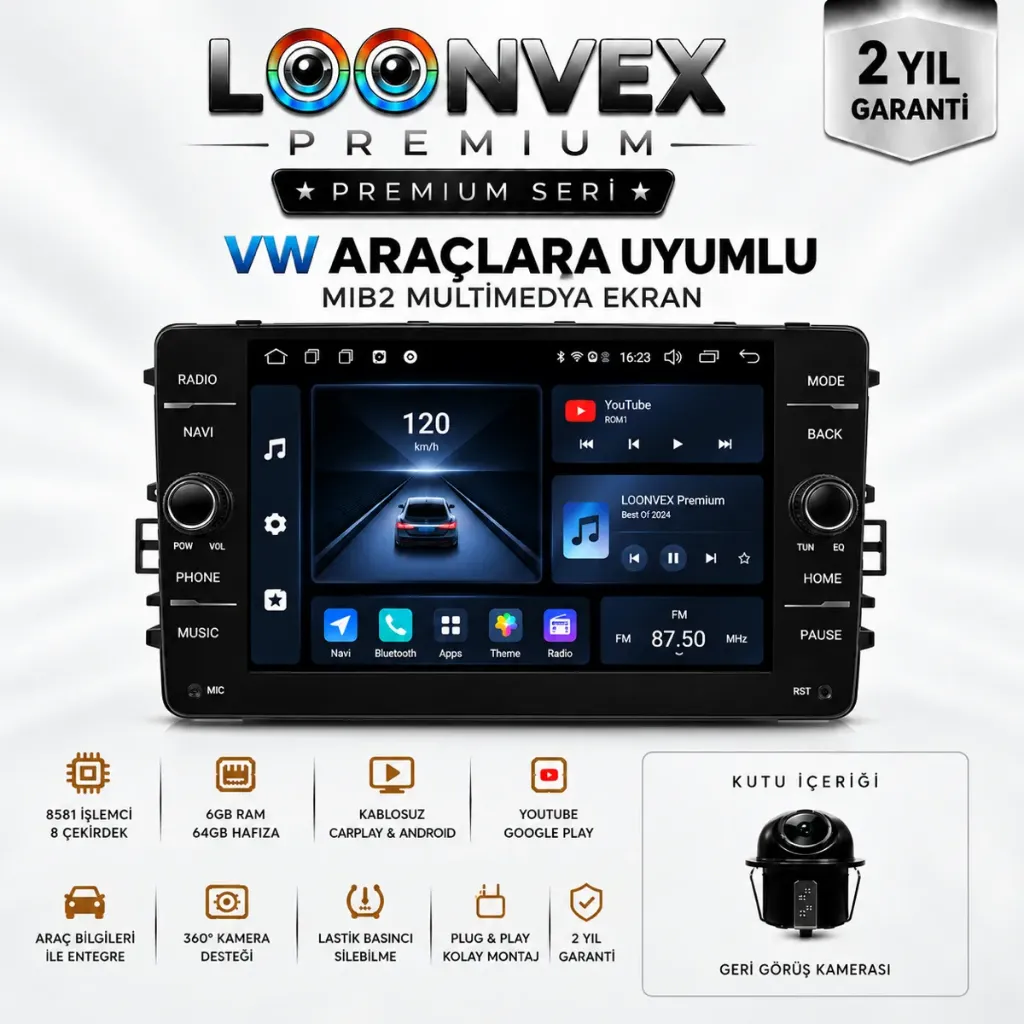 LOONVEX Volkswagen Polo AW 2017–2026 MIB2 Multimedya Ekran 8 Çekirdek 6GB RAM 64GB