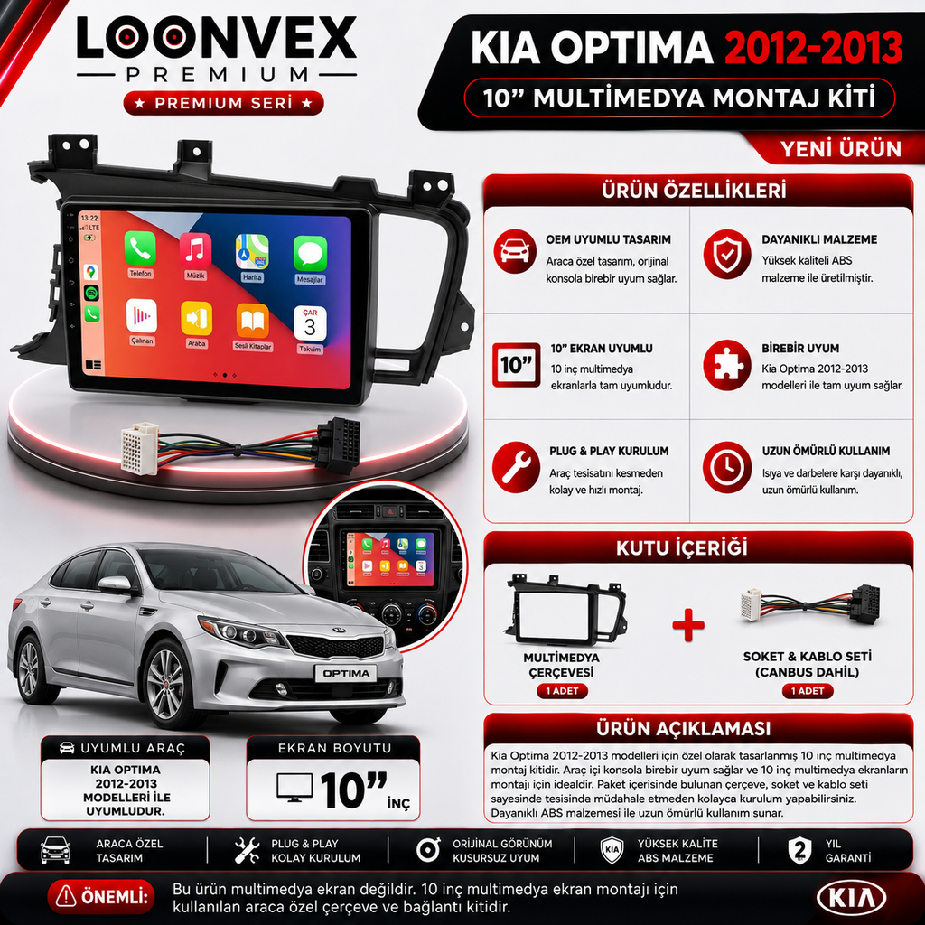 PREMIUM KIA OPTIMA 2012-2013 10" MULTİMEDYA MONTAJ KİTİ