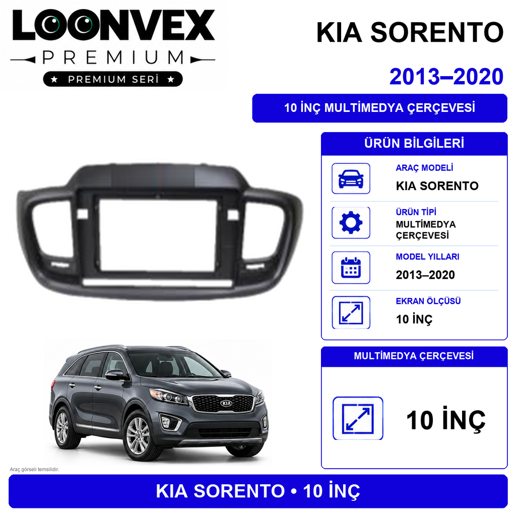 LOONVEX PREMIUM KIA SORENTO 2015-2016 10" MULTİMEDYA MONTAJ KİTİ