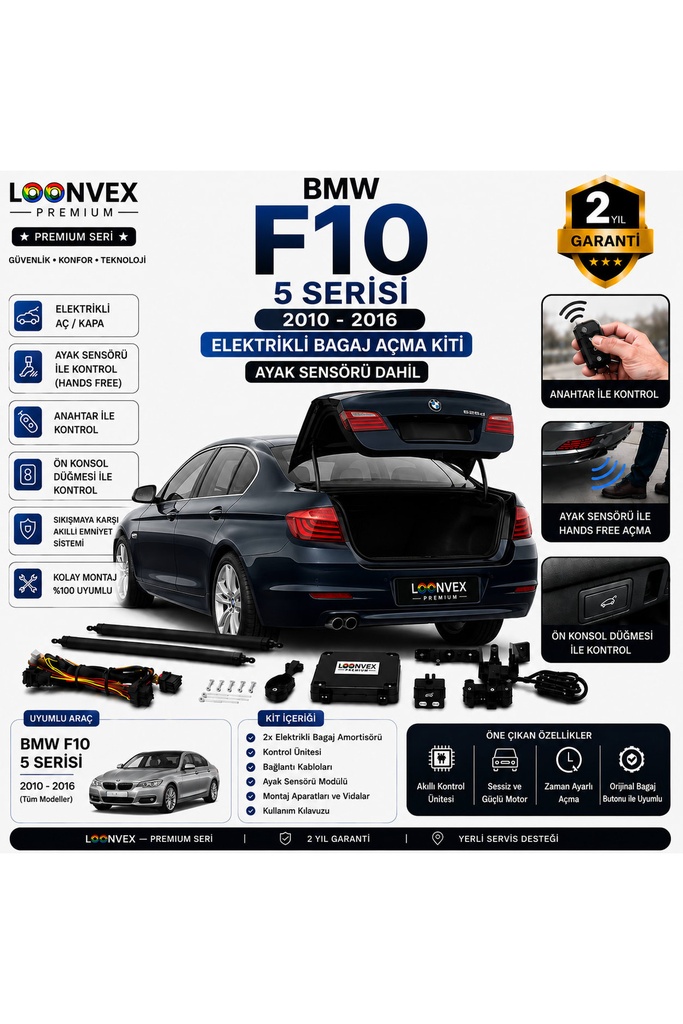 [LVX-EB-00011] Audi A5 Sportback B8 2010-2016 Uyumlu Elektrikli Bagaj Açma Kiti Ayak Sensörlü 2 Yıl Garantili