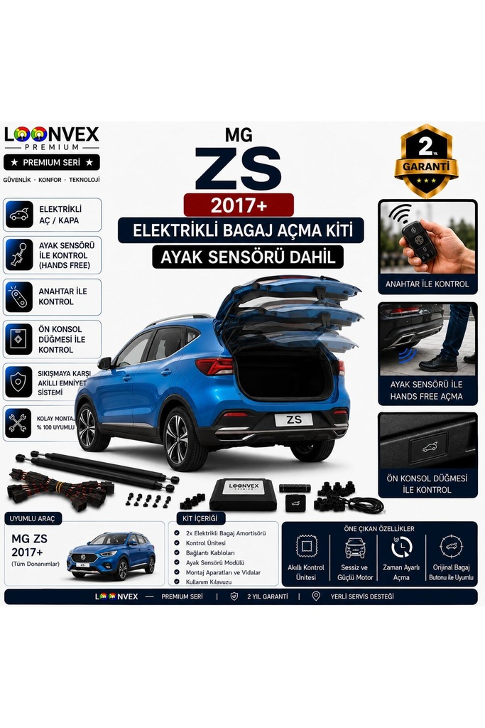 [LVX-EB-00069] MG ZS 2017+ Uyumlu Elektrikli Bagaj Açma Kiti Ayak Sensörlü 2 Yıl Garantili