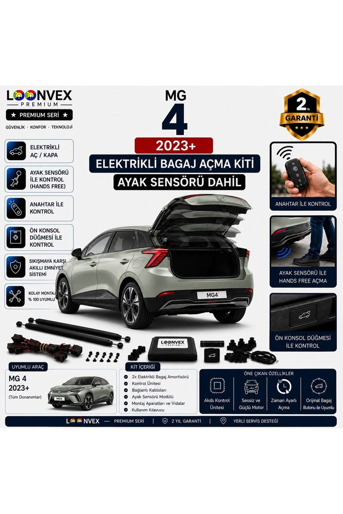[LVX-EB-00067] MG4 2023+ Uyumlu Elektrikli Bagaj Açma Kiti Ayak Sensörlü 2 Yıl Garantili
