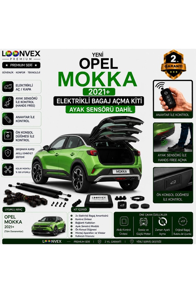 [LVX-EB-00083] Opel Mokka B 2021+ Uyumlu Elektrikli Bagaj Açma Kiti Ayak Sensörlü 2 Yıl Garantili