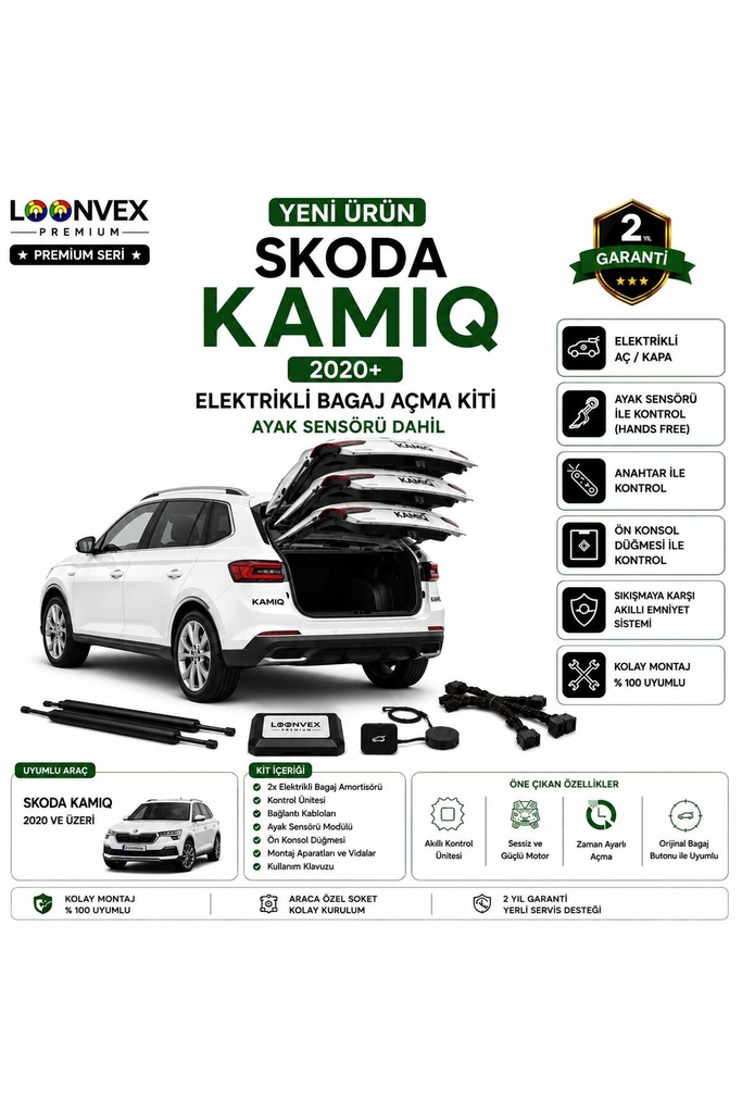 [LVX-EB-00099] Skoda Kamiq 2020+ Uyumlu Elektrikli Bagaj Açma Kiti Ayak Sensörlü 2 Yıl Garantili