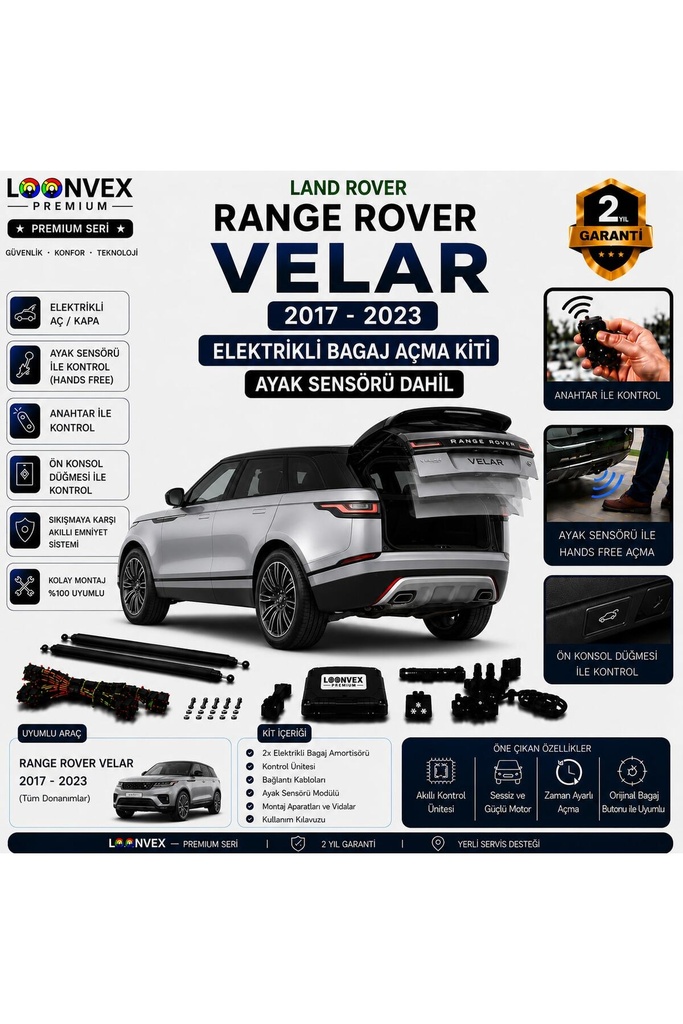 [LVX-EB-00047] Range Rover Velar 2017-2023 Uyumlu Elektrikli Bagaj Açma Kiti Ayak Sensörlü 2 Yıl Garantili
