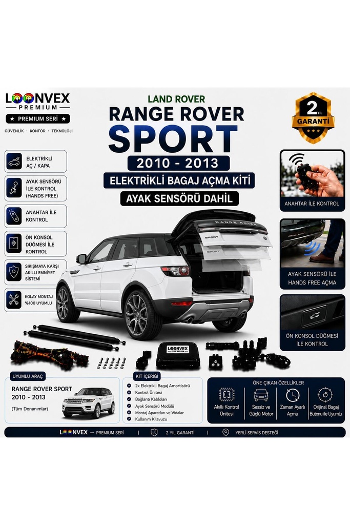 [LVX-EB-00045] Range Rover Evoque Sport L538 2012-2017 Uyumlu Elektrikli Bagaj Açma Kiti Ayak Sensörlü 2 Yıl Garantili