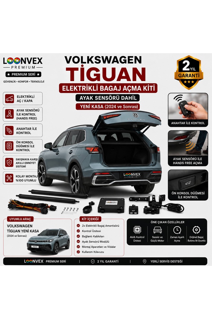 [LVX-EB-00123] Volkswagen Tiguan Yeni Kasa (2024+) Elektrikli Bagaj Açma Kiti | Ayak Sensörlü | 2 Yıl Garantili