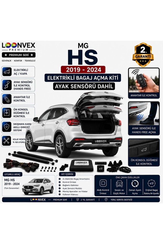 [LVX-EB-00068] MG HS 2019-2024 Uyumlu Elektrikli Bagaj Açma Kiti Ayak Sensörlü 2 Yıl Garantili